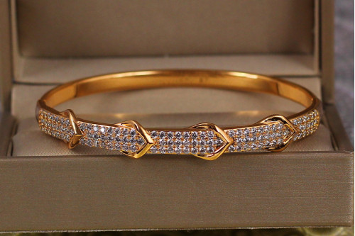 Браслет бенгл Xuping Jewelry Мулен Руж 57 мм на руку від 16 см до 18 см золотистий