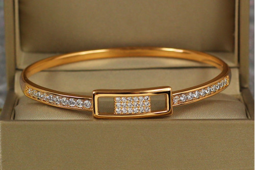 Браслет бенгл Xuping Jewelry Рафінад 60 мм 9 мм на руку від 17 см до 19 см золотистий