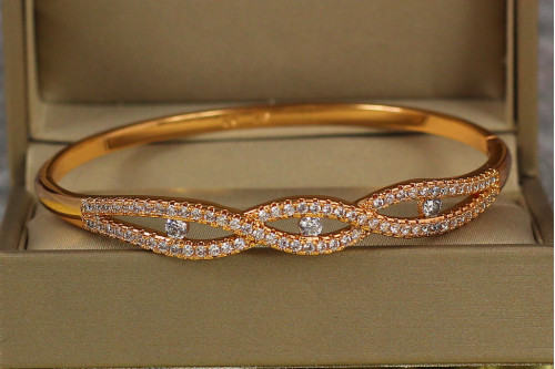 Браслет бенгл Xuping Jewelry Синусоїди 60 мм 8 мм на руку від 17 см до 19 см золотистий