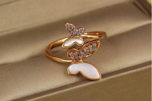 Кільце Xuping Jewelry Два Метелика розсувне 18 і більше золотисте