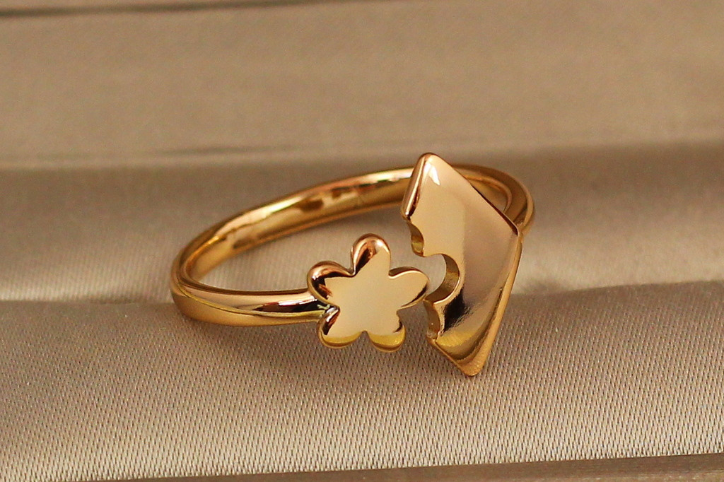 Кольцо Xuping Jewelry Пазл раздвижное 18 и больше  золотистое