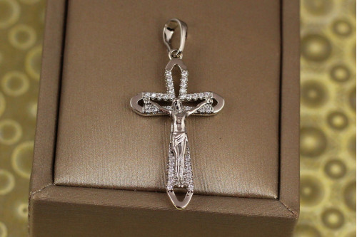 Крестик Xuping Jewelry с распятием и закругленными краями 3,2 см серебристый