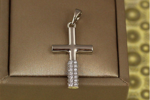 Крестик Xuping Jewelry с фианитовым подножьем 2,7 см серебристый