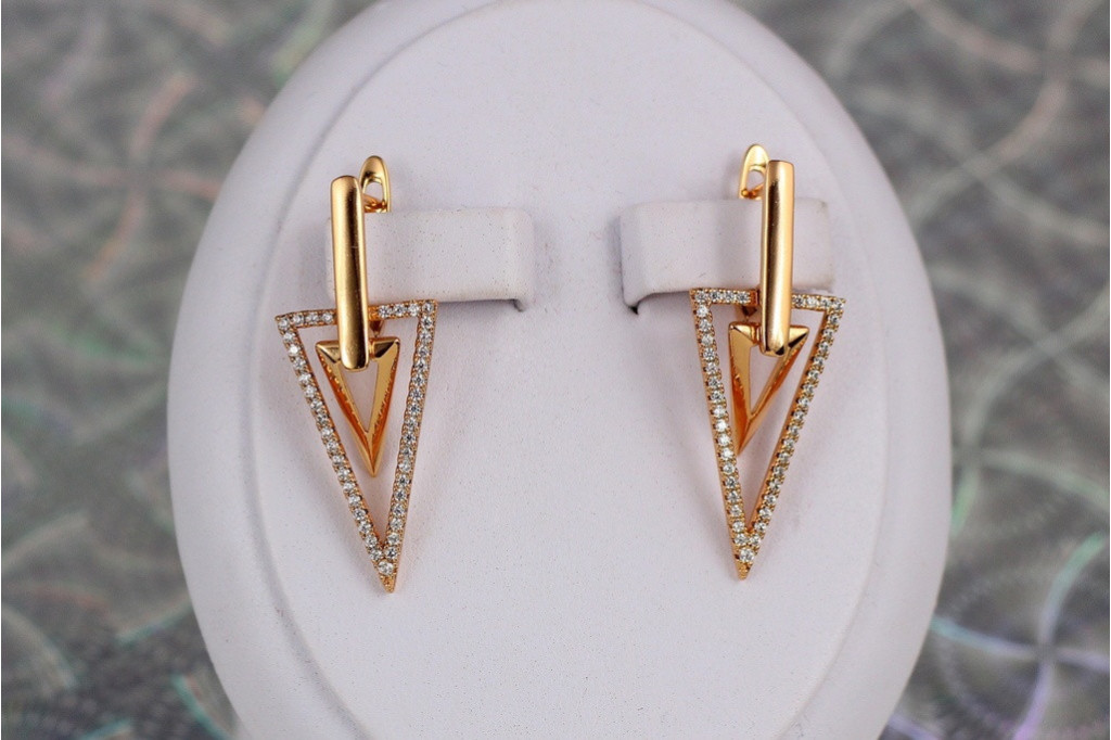 Сережки Xuping Jewelry подвійний спис 3,5 см золотисті