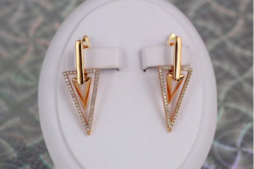 Сережки Xuping Jewelry подвійний спис 3,5 см золотисті