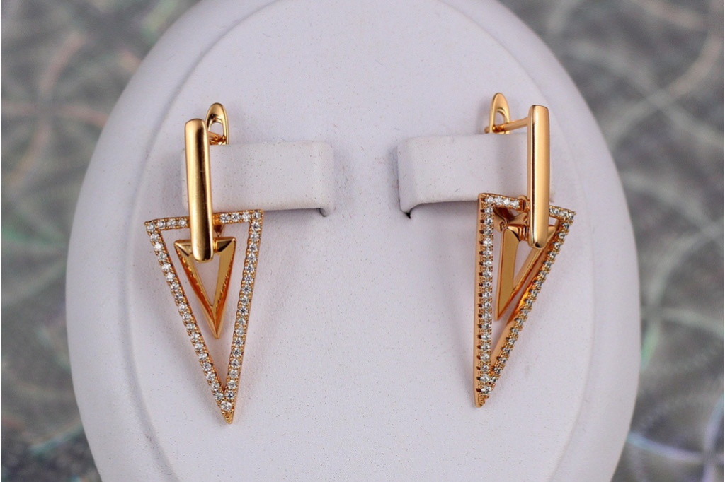 Сережки Xuping Jewelry подвійний спис 3,5 см золотисті