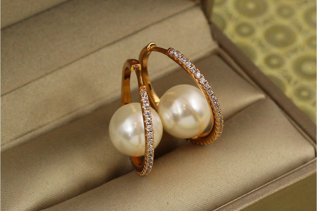 Сережки Xuping Jewelry кільце з перлиною 2.3 см золотисті