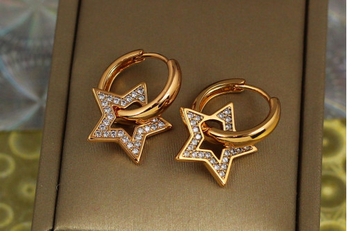 Серьги Xuping Jewelry со съемными звездами из фианитов 2.5 см золотистые