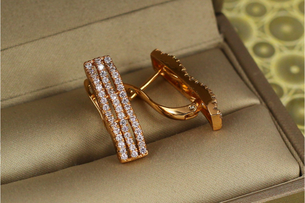 Сережки Xuping Jewelry шезлонг 2 см золотисті