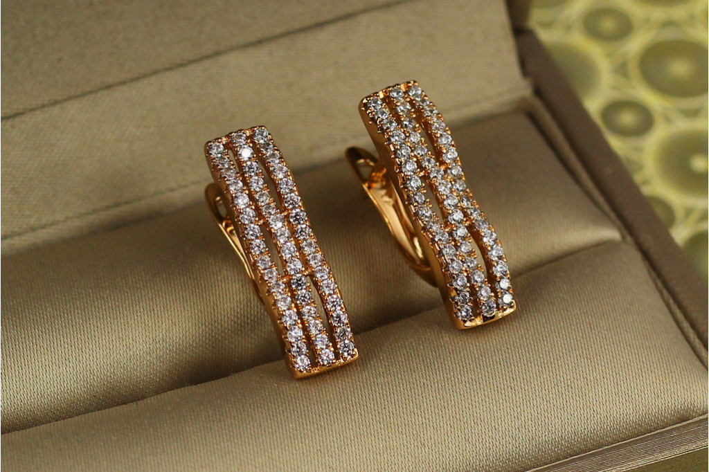 Сережки Xuping Jewelry шезлонг 2 см золотисті