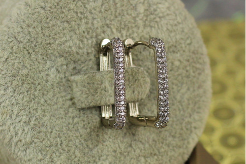 Сережки Xuping Jewelry квадратна доріжка з каменів 2.2 см сріблясті