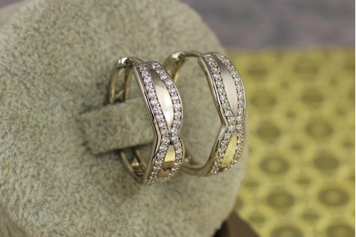 Сережки кільця Xuping Jewelry пісочний годинник 2.2 см сріблясті