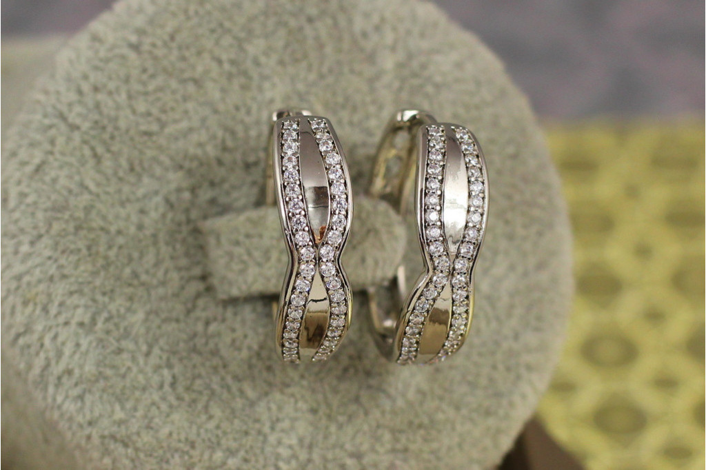 Сережки кільця Xuping Jewelry пісочний годинник 2.2 см сріблясті