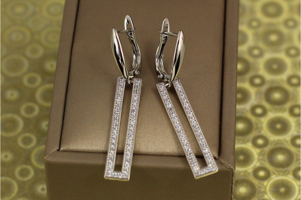 Сережки підвіски Xuping Jewelry прямокутники 4,3 см сріблясті