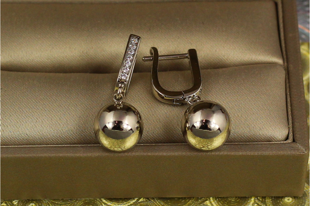 Сережки Xuping Jewelry кульки 10 мм 2.5 см сріблясті