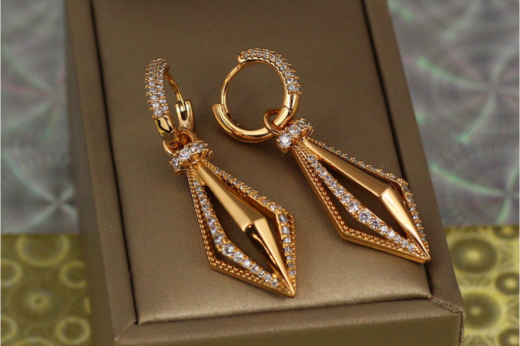 Сережки підвіски Xuping Jewelry ліхтарик 4,2 см золотисті