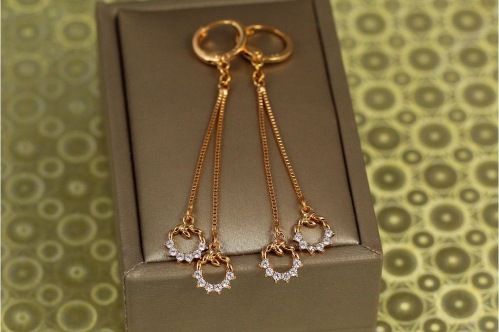 Сережки підвіски Xuping Jewelry віночок 6,4 см золотисті