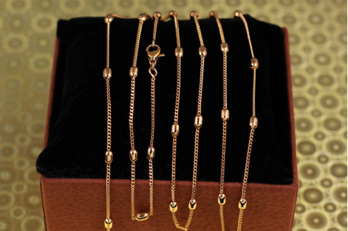 Ланцюг Xuping Jewelry панцирний з овальними кульками 45 см 3 мм золотистий