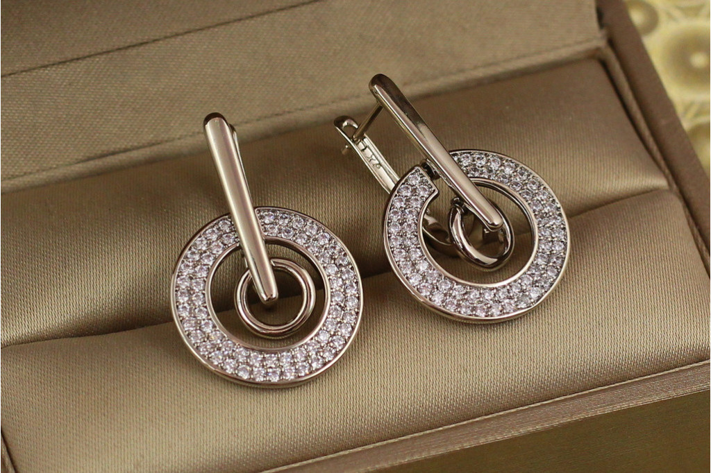 Серьги Xuping Jewelry орбита 2.5 см серебристые