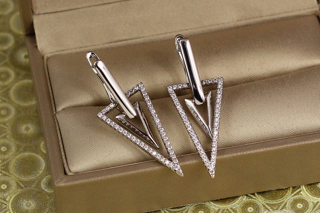 Сережки Xuping Jewelry подвійний спис 3,5 см сріблясті