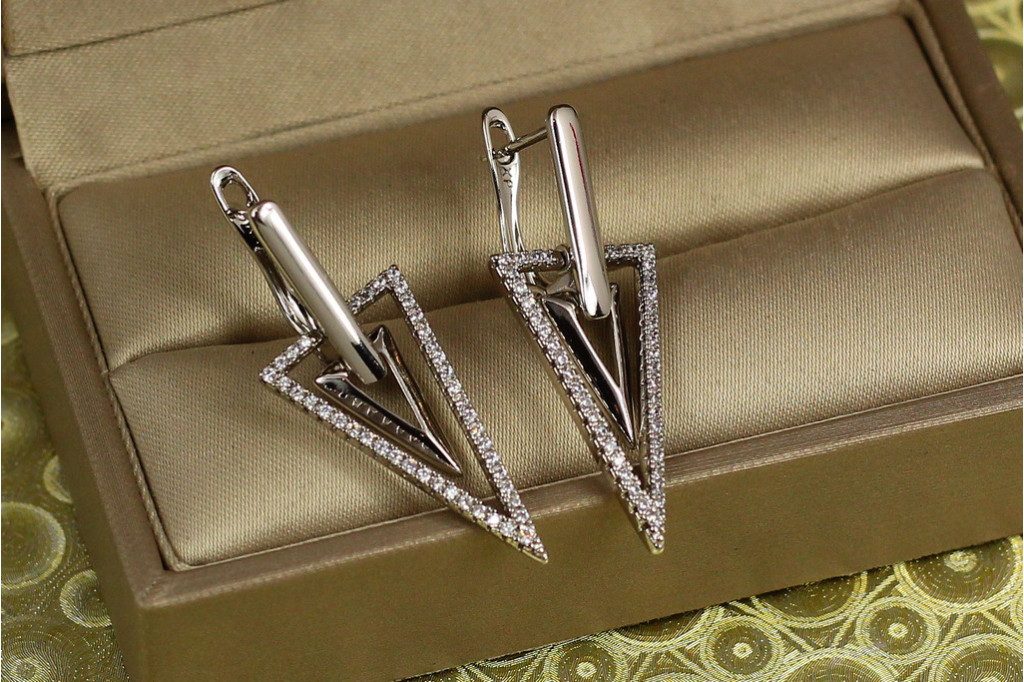 Сережки Xuping Jewelry подвійний спис 3,5 см сріблясті