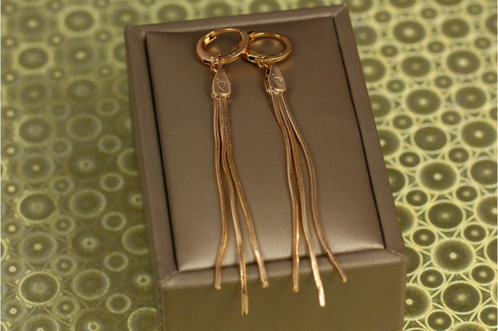 Серьги метелки Xuping Jewelry основание на колечке 7.5 см золотистые