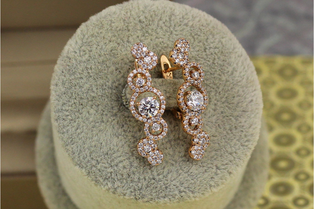 Сережки Xuping Jewelry Бульбашки 3 см золотисті