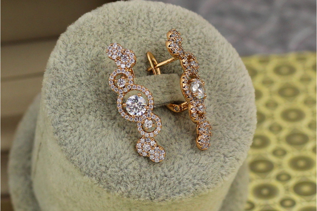 Сережки Xuping Jewelry Бульбашки 3 см золотисті