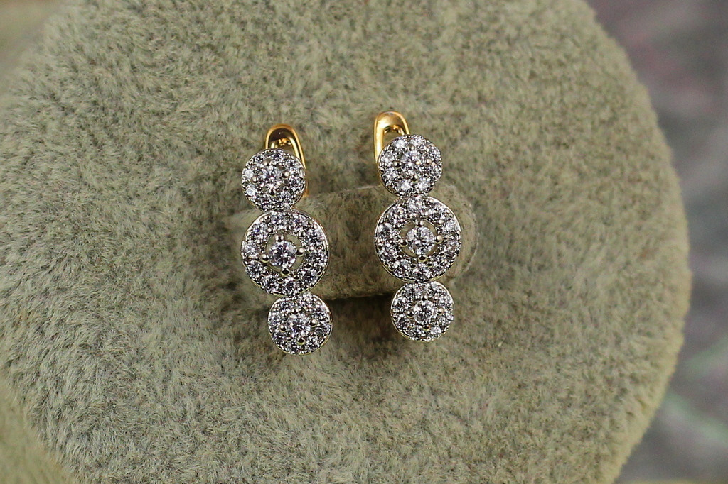 Сережки Xuping Jewelry Молекули з родієм1,5 см золотисті
