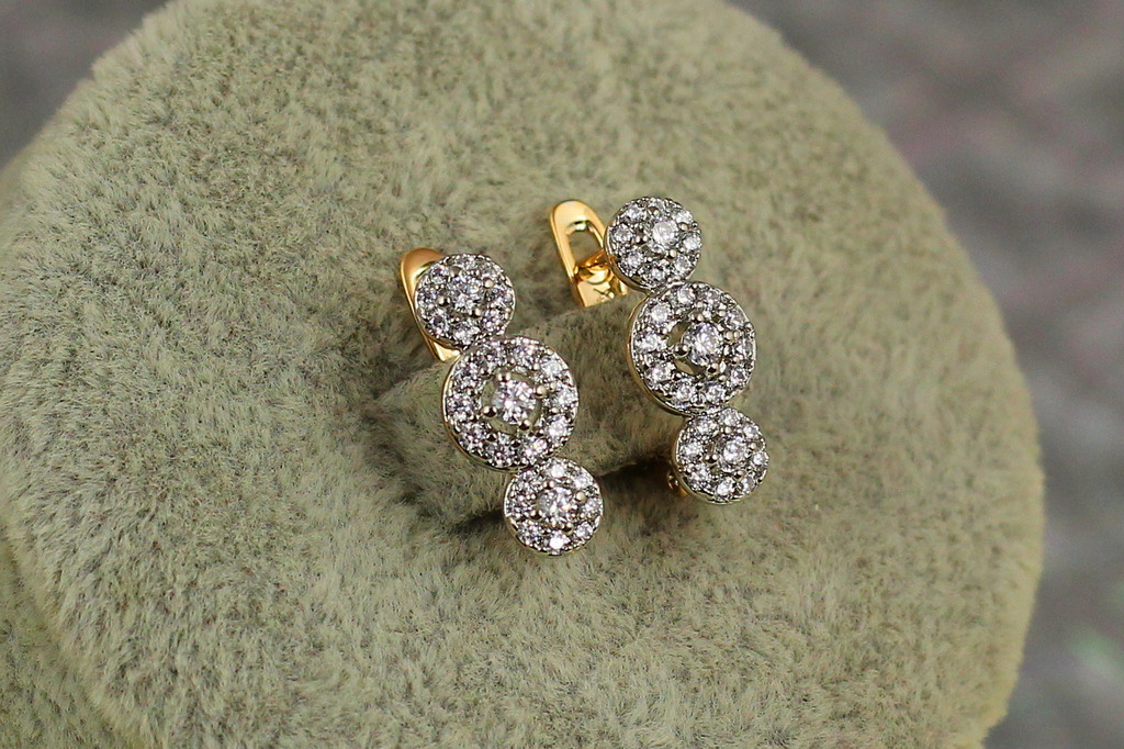 Сережки Xuping Jewelry Молекули з родієм1,5 см золотисті