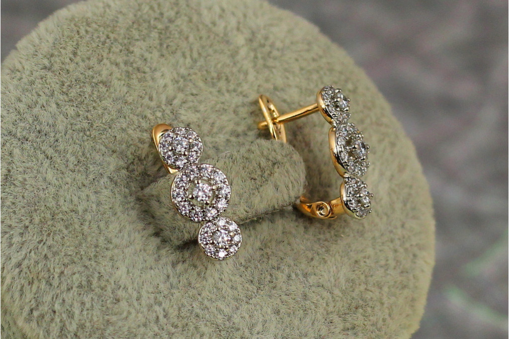 Сережки Xuping Jewelry Молекули з родієм1,5 см золотисті