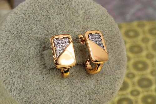 Сережки Xuping Jewelry Прямокутник з родієм 1,6 см золотисті