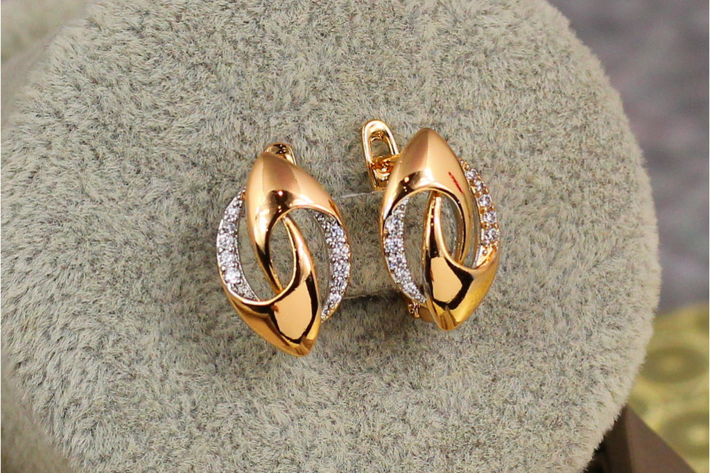 Серьги Xuping Jewelry Парус с родием 1,6 см золотистые
