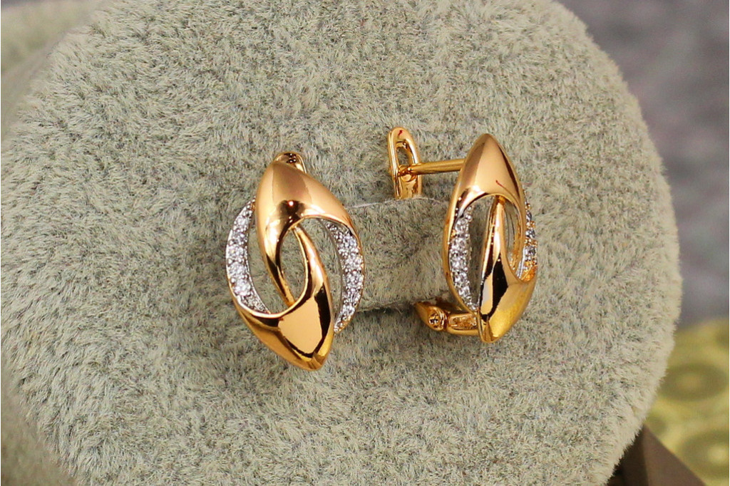 Серьги Xuping Jewelry Парус с родием 1,6 см золотистые