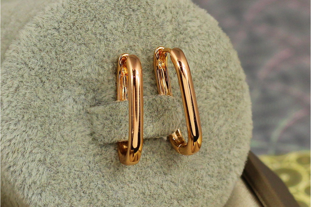 Сережки Xuping Jewelry тонкий овал 2.1 см золотисті