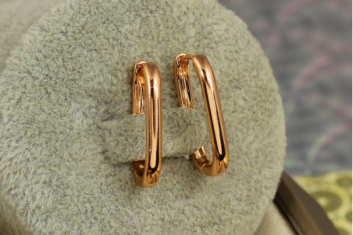 Сережки Xuping Jewelry тонкий овал 2.1 см золотисті