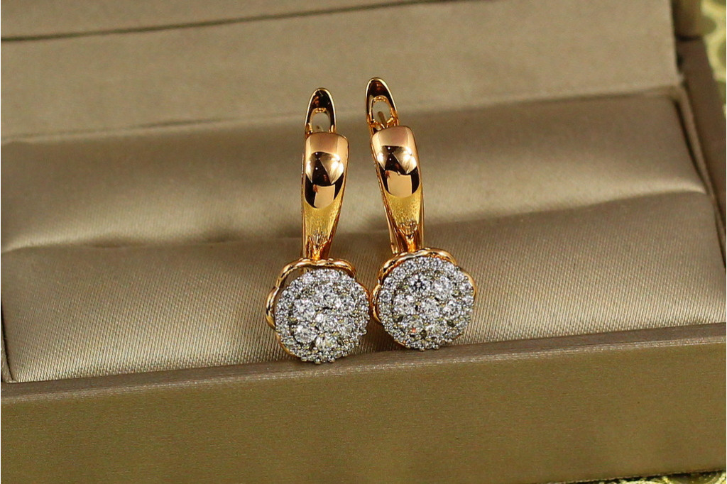 Серьги Xuping Jewelry Иней с родием 2,1 см золотистые