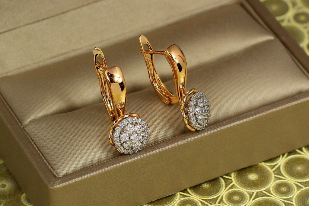 Серьги Xuping Jewelry Иней с родием 2,1 см золотистые