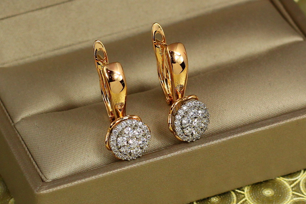 Серьги Xuping Jewelry Иней с родием 2,1 см золотистые