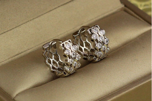 Сережки кільця Xuping Jewelry Зума 1.4 см сріблясті