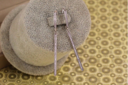 Сережки підвіски Xuping Jewelry Тонка паличка 5 см сріблясті