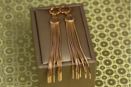 Сережки Xuping Jewelry підвіски позначки Сім блискучих променів 8,5 см золотисті