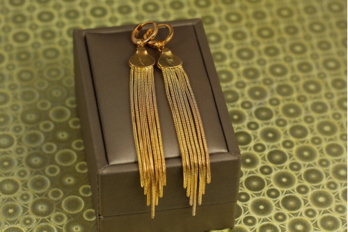Сережки Xuping Jewelry підвіски позначки Сім променів 9 см золотисті
