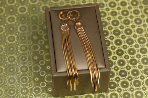Сережки Xuping Jewelry підвіски позначки Сім блискучих тонких променів 9 см золотисті
