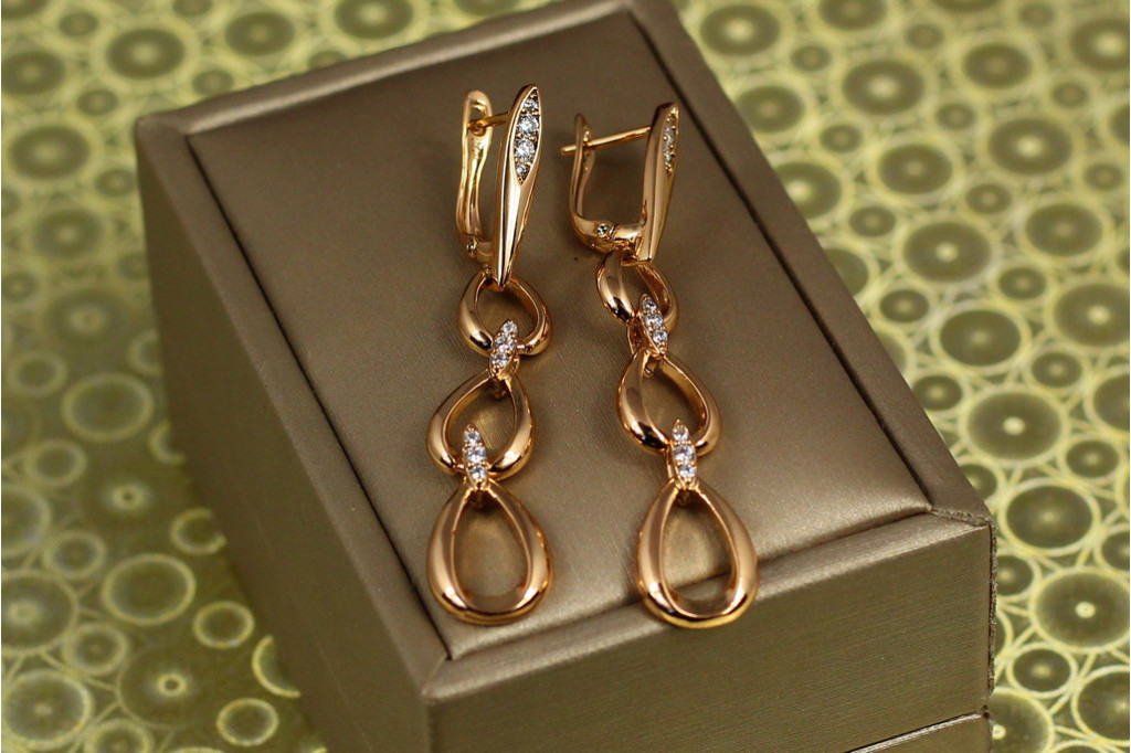 Сережки Xuping Jewelry підвіски Аркадія 5,5 см золотисті