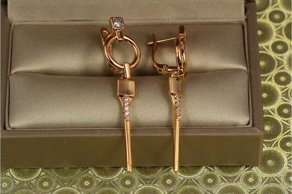 Сережки підвіски Xuping Jewelry Молот 4,5 см золотисті