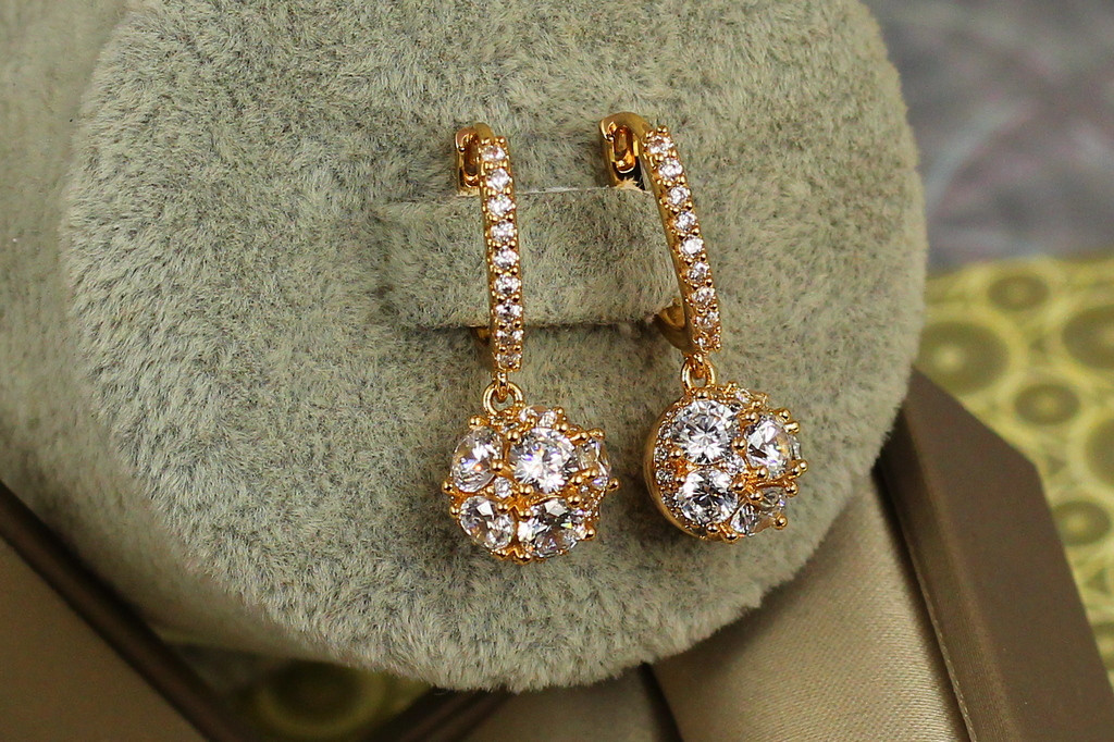 Сережки підвіски Xuping Jewelry Сфера 2,7 см золотисті
