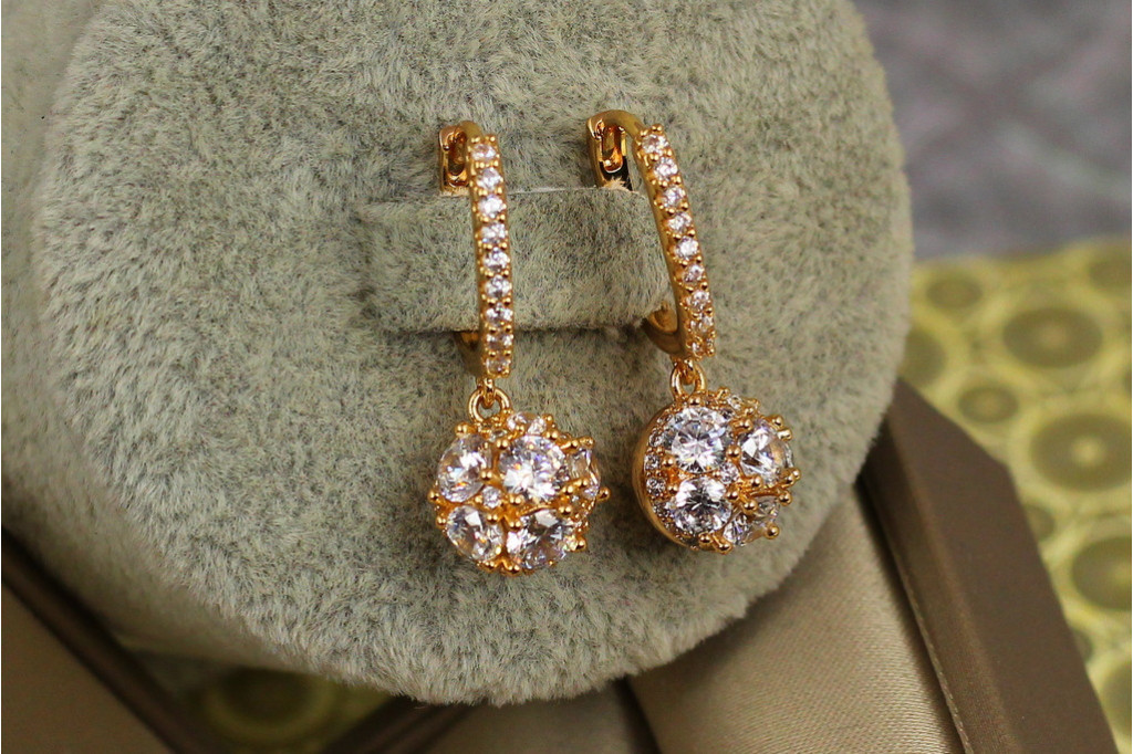 Сережки підвіски Xuping Jewelry Сфера 2,7 см золотисті