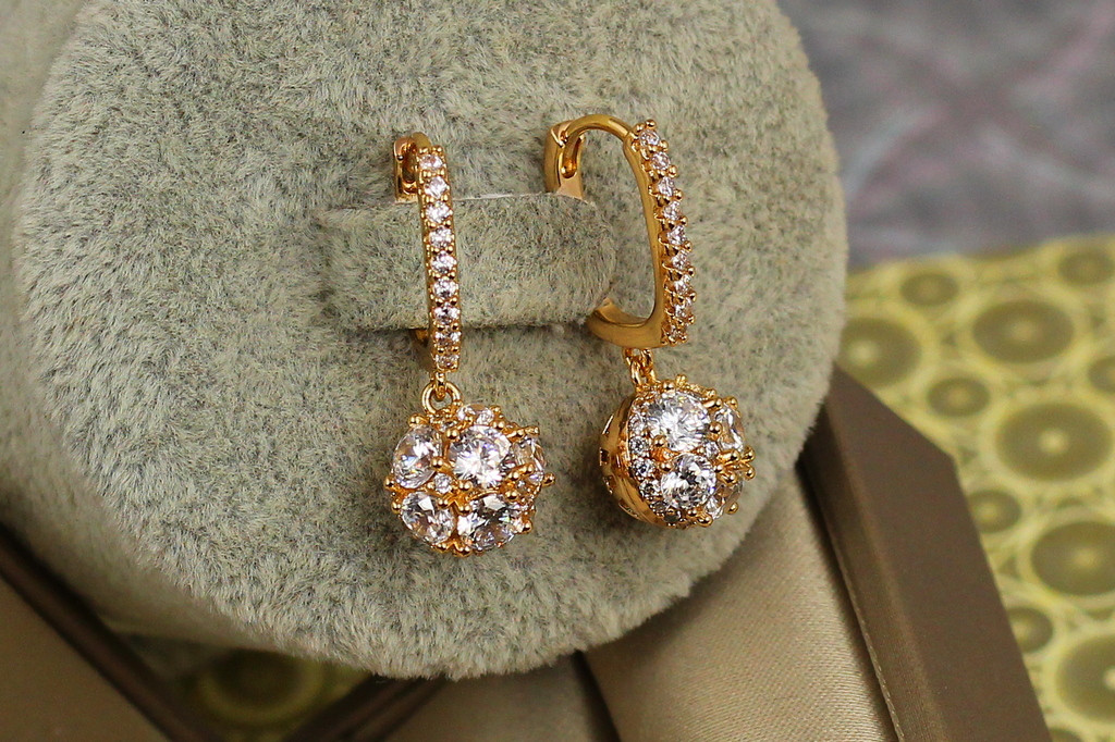 Сережки підвіски Xuping Jewelry Сфера 2,7 см золотисті