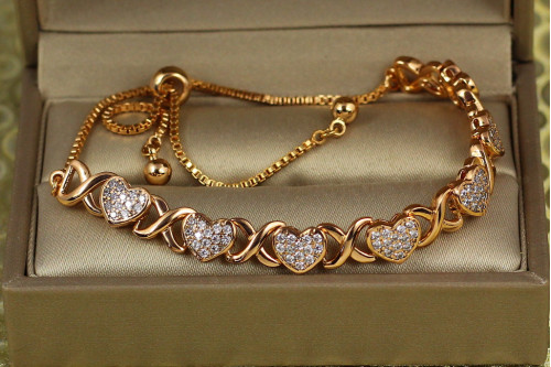 Браслет Xuping Jewelry регульований на бігунку Семь сердец золотистий